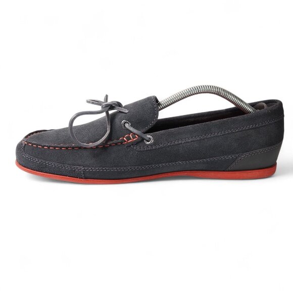 Rockport Malcom Tie Moc Toe Suede Loafers Men's 10.5 Dark Grey Red - Picture 6 of 11